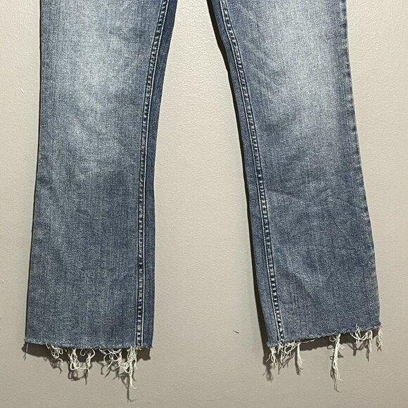 Free People Bootcut Crop Jeans Women W26 Flare Button Fly Boho Hippie Retro Fray - Picture 5 of 12